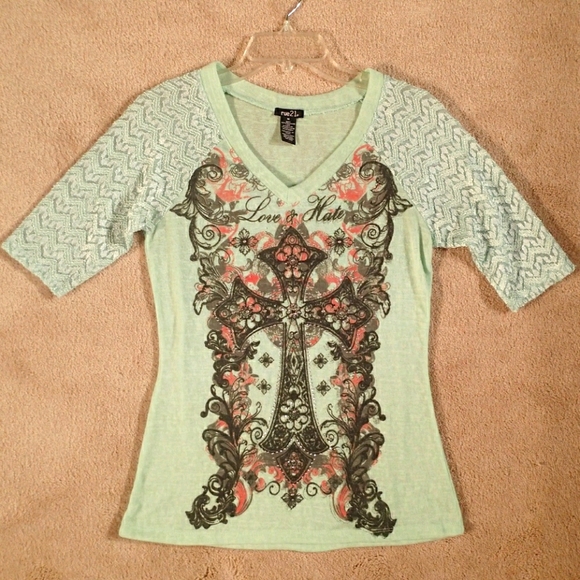 Rue21 Cross Graphic Top - Picture 1 of 5